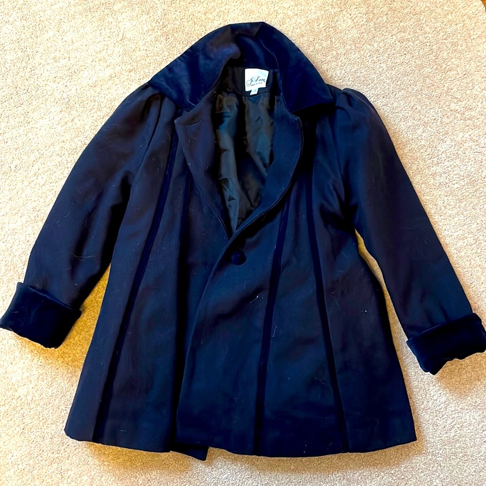 Jo lene size 6X Peacoat with matching hand muffler Navy